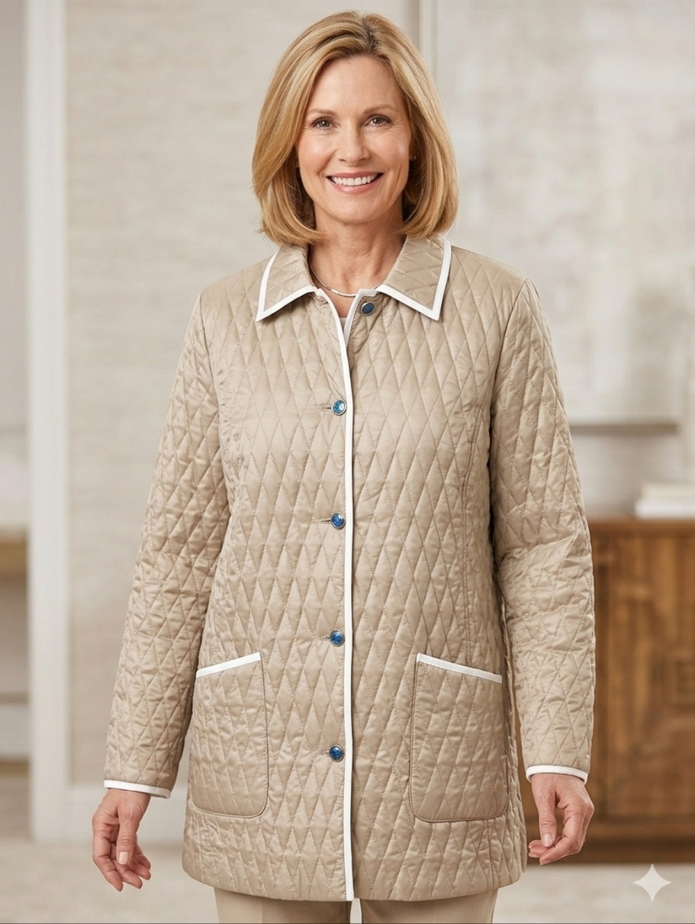 Alia Quilted Jacket Womens Fall Spring Light Snap Up Coat Cottagecore  Sz XL